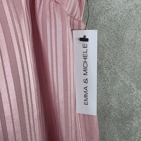 Womens Emma & Michele Pink Tiered Dress Ruffle Sleeveless V Neck Polyester XL - Picture 3 of 10